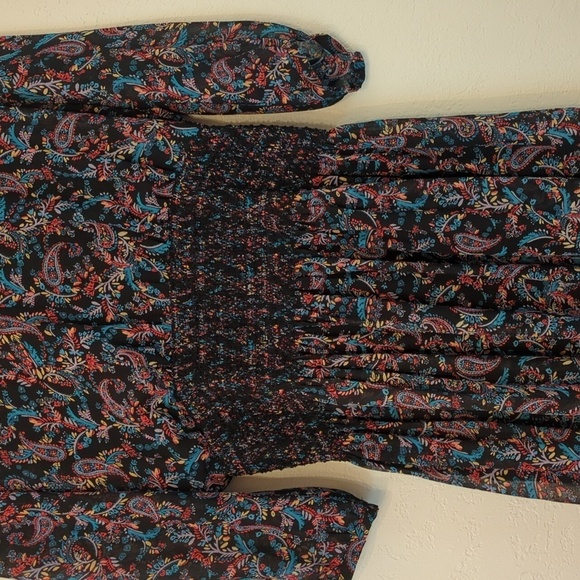 Anthropologie Vanessa Virginia Smocked Waist Long sleeves Sheer Boho Sun dress - Picture 5 of 15